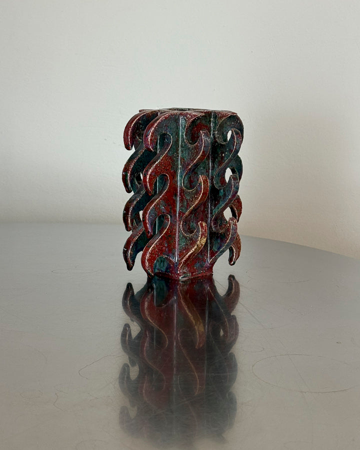 Green Red Flame Vase
