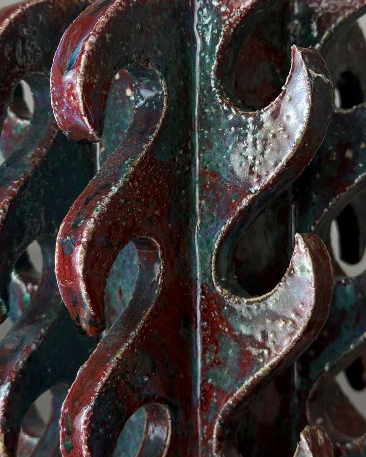 Green Red Flame Vase