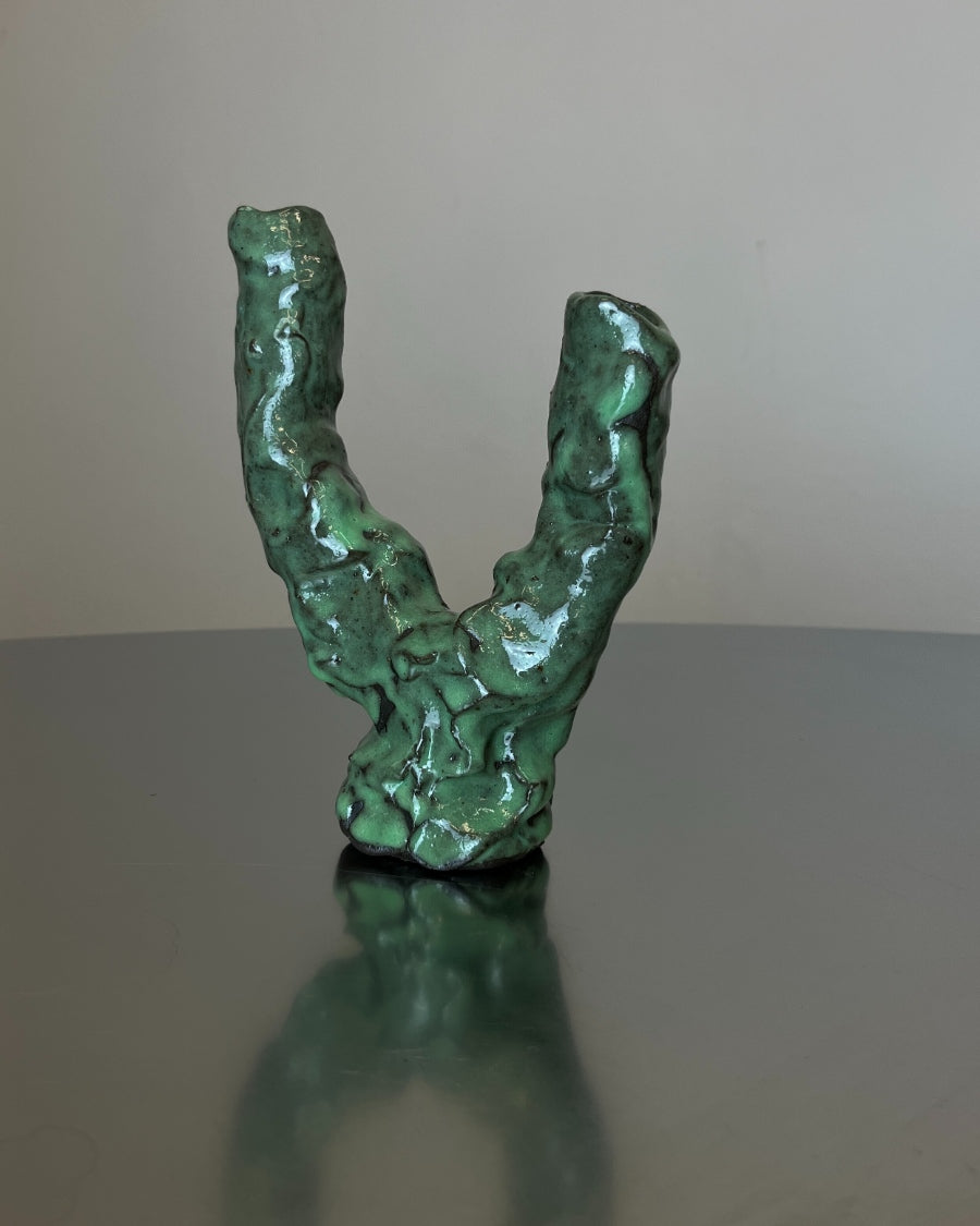 Green Double Candleholders by HAP Ceramics