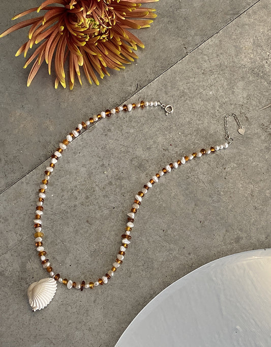 Amber & Shell Necklace